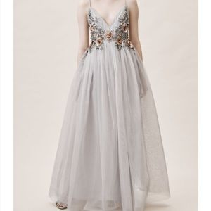 BHLDN | Nymph Dress Floral Blue Tulle Spag Straps